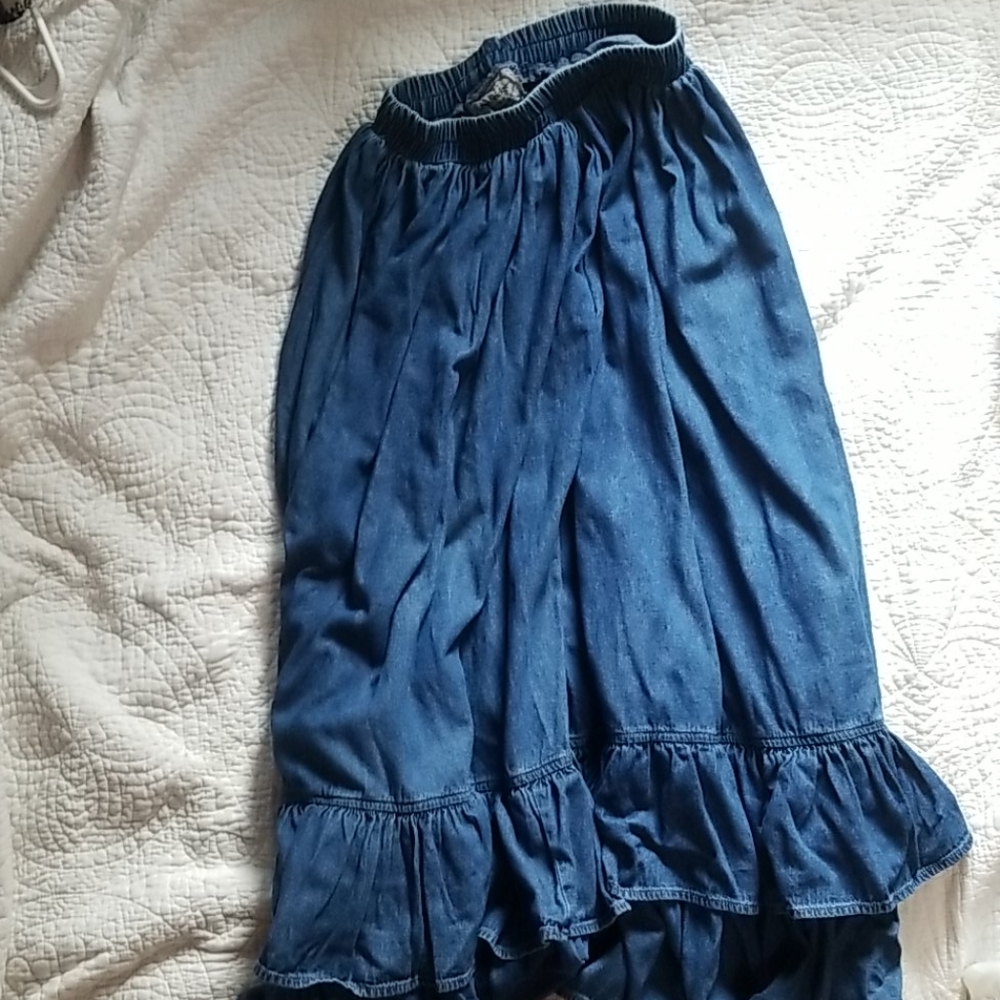Denim vintage maxi skirt